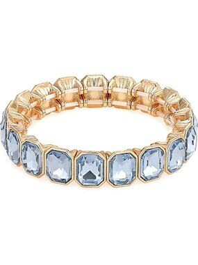 Colorful Rhinestone Stretch Bracelet | Multi-Cut Crystal Statement Bangle for